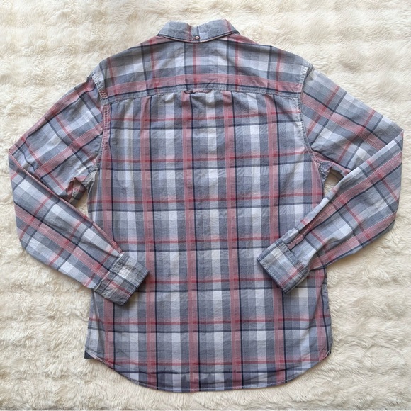 Men's Plaid Button-Up Shirt - Red, White, & Blue - Picture 2 of 5